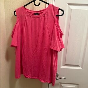 Vince Camuto Vibrant Pink Cold Shoulder Blouse